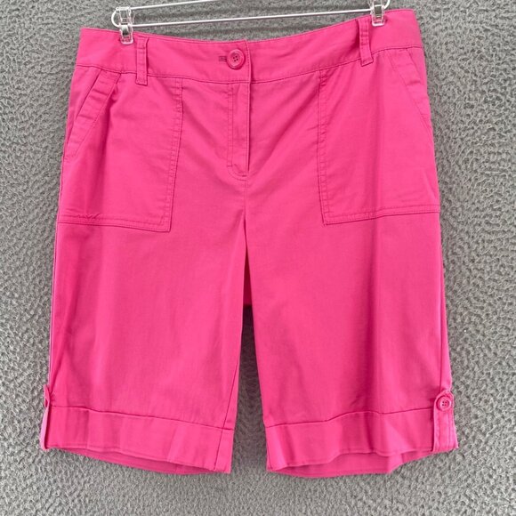 Chicos Shorts Womens 2 US 12 Pink Chino Utility Pockets Stretch Everyday Casual - Picture 1 of 12